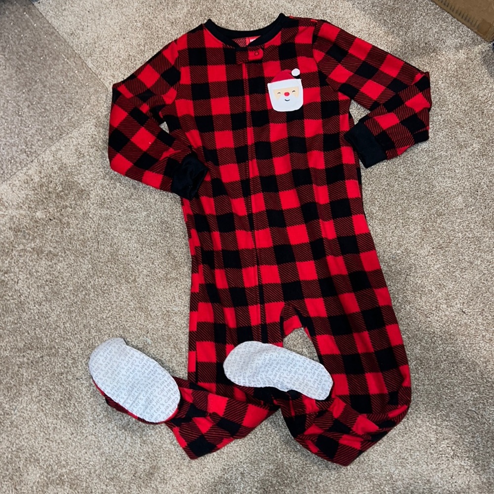 Buffalo plaid Santa pajamas